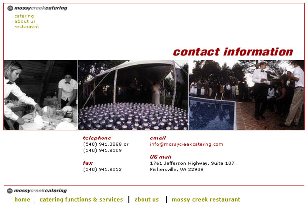 Mossy Creek contact page in 2003
